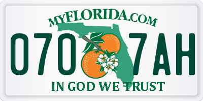 FL license plate 0707AH