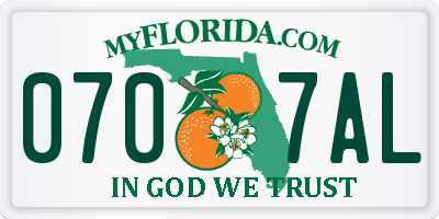 FL license plate 0707AL