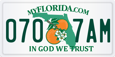 FL license plate 0707AM
