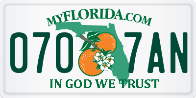 FL license plate 0707AN