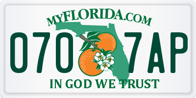 FL license plate 0707AP
