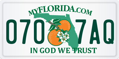 FL license plate 0707AQ