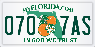 FL license plate 0707AS