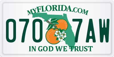 FL license plate 0707AW