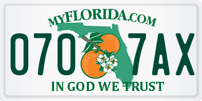 FL license plate 0707AX