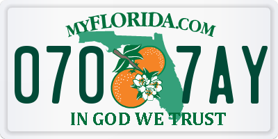 FL license plate 0707AY