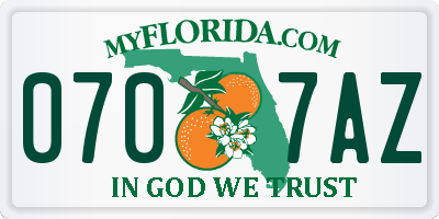 FL license plate 0707AZ