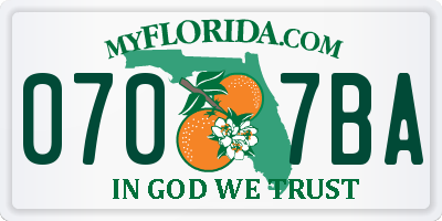 FL license plate 0707BA