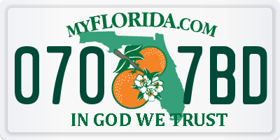 FL license plate 0707BD