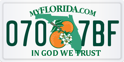 FL license plate 0707BF