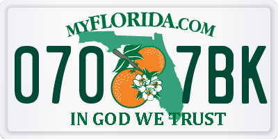 FL license plate 0707BK