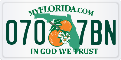 FL license plate 0707BN