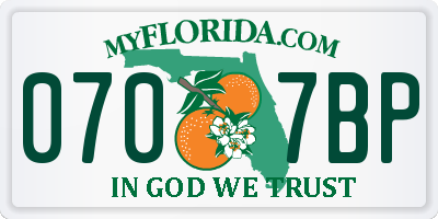 FL license plate 0707BP
