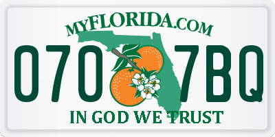 FL license plate 0707BQ