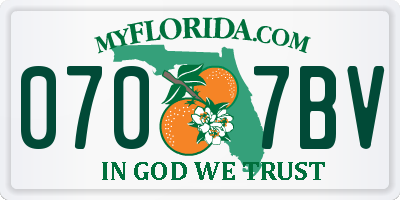 FL license plate 0707BV