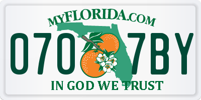 FL license plate 0707BY