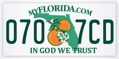 FL license plate 0707CD