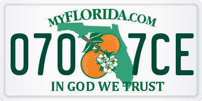FL license plate 0707CE