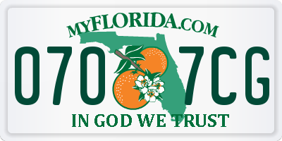 FL license plate 0707CG
