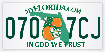 FL license plate 0707CJ