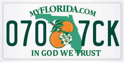 FL license plate 0707CK