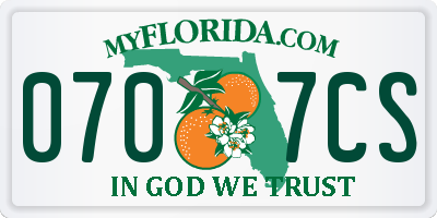 FL license plate 0707CS