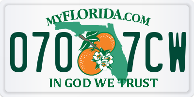 FL license plate 0707CW