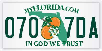 FL license plate 0707DA