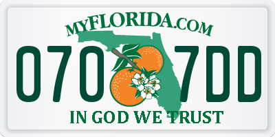 FL license plate 0707DD