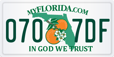 FL license plate 0707DF