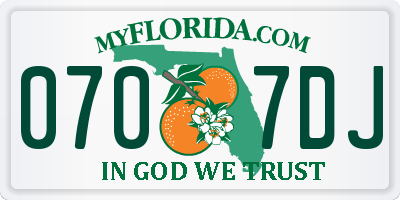 FL license plate 0707DJ
