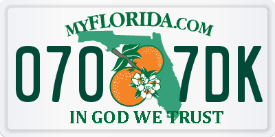 FL license plate 0707DK