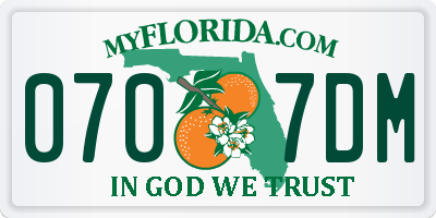 FL license plate 0707DM