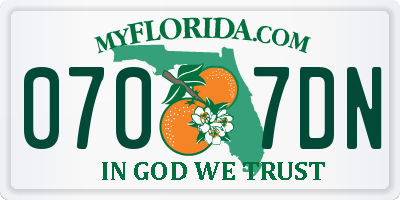 FL license plate 0707DN