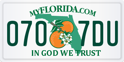FL license plate 0707DU