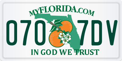 FL license plate 0707DV