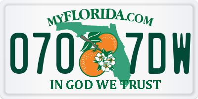 FL license plate 0707DW
