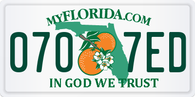 FL license plate 0707ED