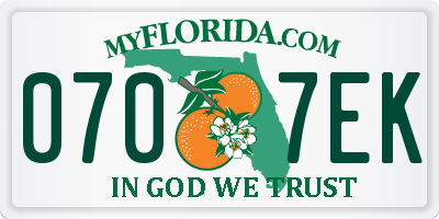 FL license plate 0707EK