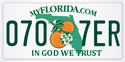 FL license plate 0707ER