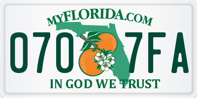 FL license plate 0707FA