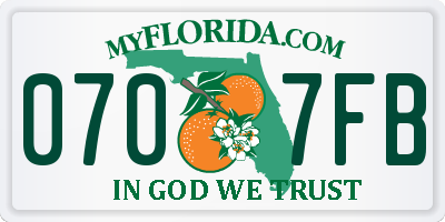 FL license plate 0707FB
