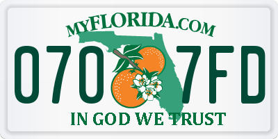 FL license plate 0707FD