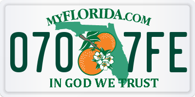 FL license plate 0707FE