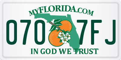 FL license plate 0707FJ