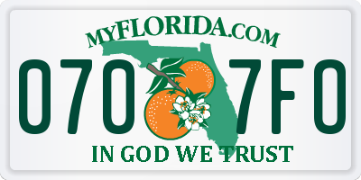 FL license plate 0707FO
