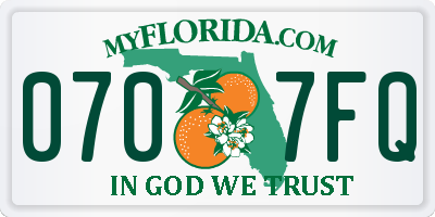 FL license plate 0707FQ