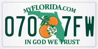 FL license plate 0707FW