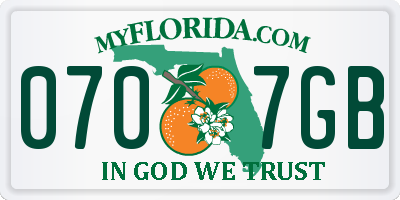FL license plate 0707GB
