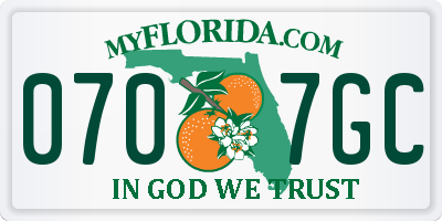 FL license plate 0707GC